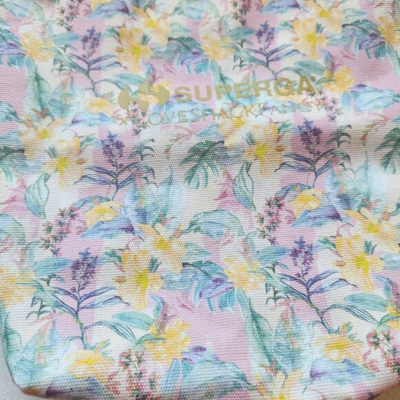 Superga X LoveShackFancy Floral Canvas Tote Bag Pink Tropical Feminine Cute - Picture 5 of 9